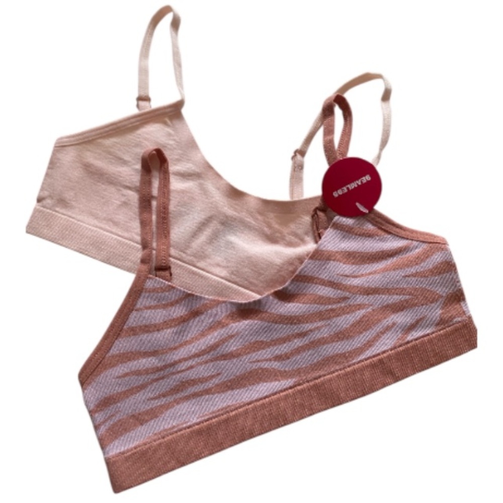NWT- Maidenform pre-Teen Seamless Pink and Cream Bralette Set Size Small (6/7)
